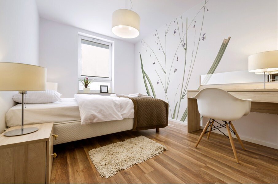 Pale vanilla lily illustration  Mural print