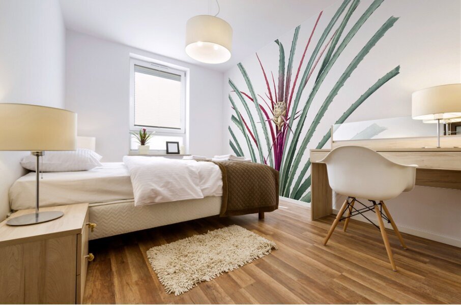 Plumier bromelia illustration  Mural print