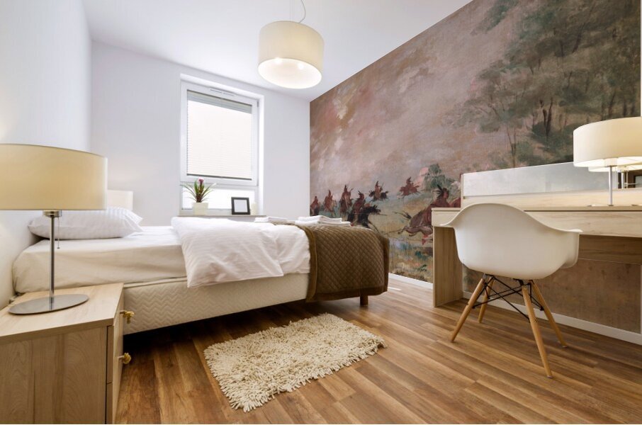 Comanche War Party Mounted On Wild Horses 1834-1837 Mural print