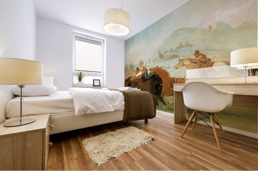 Batiste And I Running Buffalo Mouth of The Yellowstone 1832-1833 Mural print