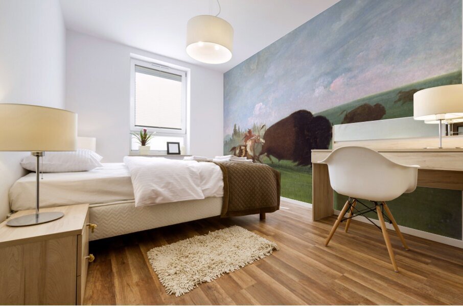 Buffalo Chase a Single Death 1832-1833 Mural print