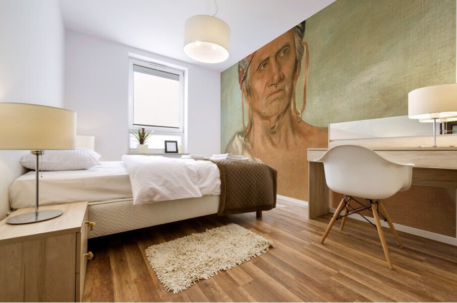 Lay-láw-she-kaw Goes Up the River an Aged Chief 1830 Mural print