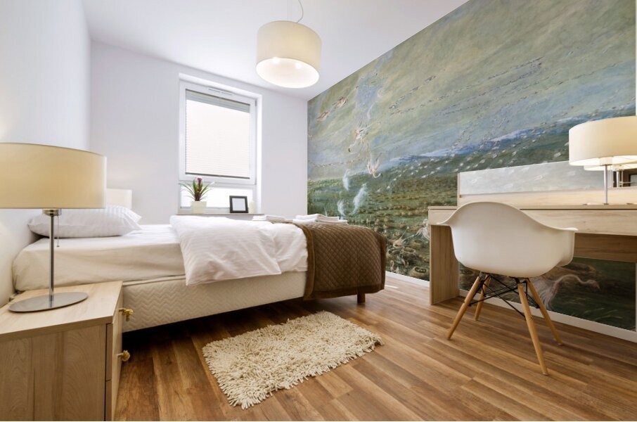 Flamingo Shooting in South America 1856 Mural print