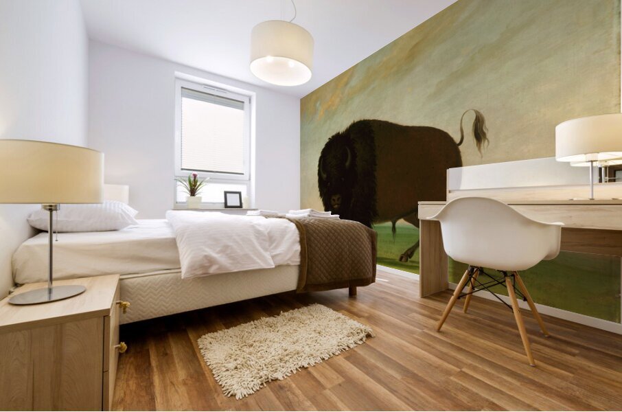 Buffalo Bull Grazing on the Prairie 1832-1833 Mural print