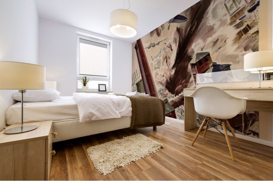 The Bombing in Daylight of the Power Station at Knapsack Germany by the Royal Air Force – Back Them Up! Mural print