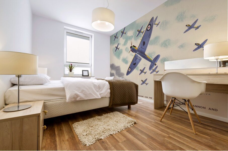 The Famous British ‘Spitfires’ Flying in Formation  Mural print
