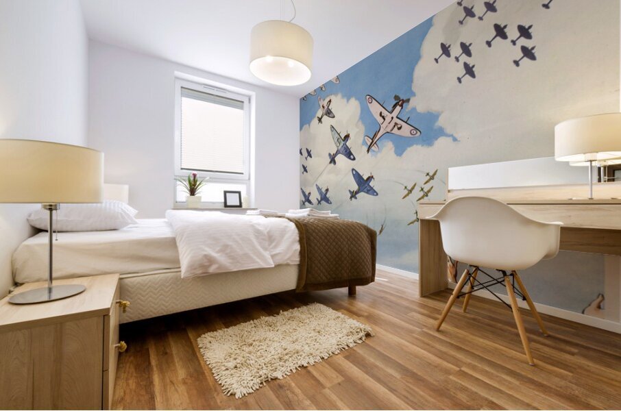 British Fighters Sweep Hourly Across Occupied France Cheered by French Peasants Mural print