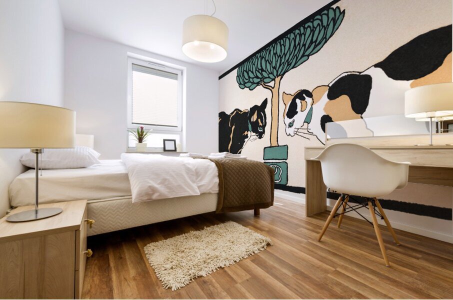 Cats under a tree 1898 by Edward Penfield. Mural print