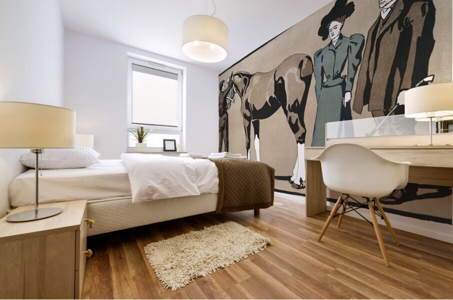 People and horse ca. 1890-1907  by Edward Penfield Mural print