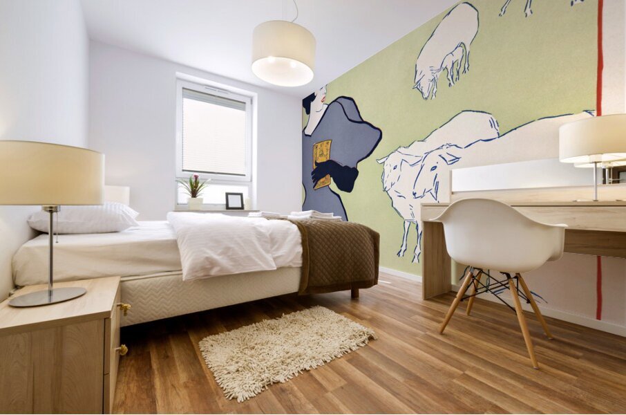 Woman and sheep 1895 by Edward Penfield Mural print