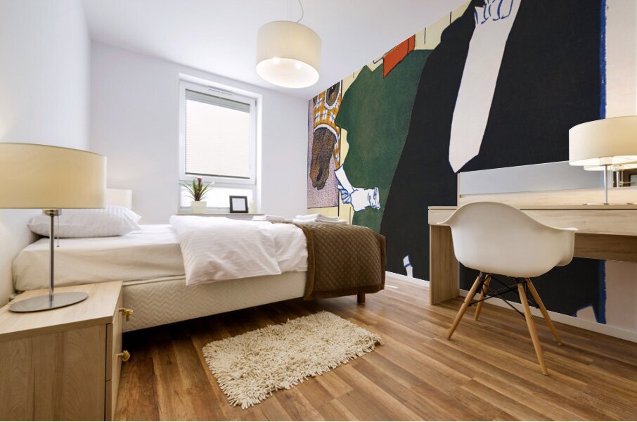 Woman holding a horse racing ticket 1895 by Edward Penfield Mural print