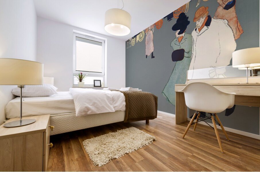 Man and woman on street ca. 1890-1907 by Edward Penfield Mural print