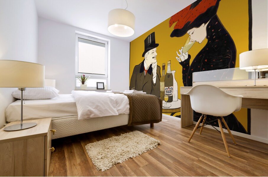 Man and woman at a cafe 1900 by Leonetto Cappiello Mural print