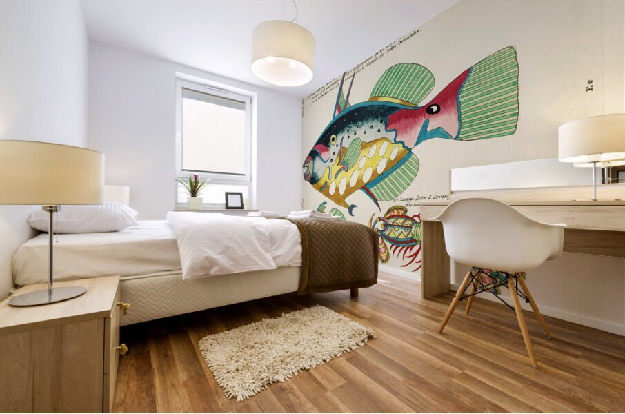 Colourful and surreal illustrations of maribe life found in Moluccas Indonesia and the East Indies by Louis Renard 1678 -1746 from Histoire naturelle des plus rares curiositez de la mer des Indes 1754. Mural print