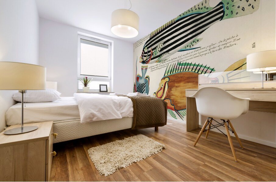 Colourful and surreal illustrations of fishes found in Moluccas Indonesia and the East Indies by Louis Renard 1678 -1746 from Histoire naturelle des plus rares curiositez de la mer des Indes 1754. Mural print