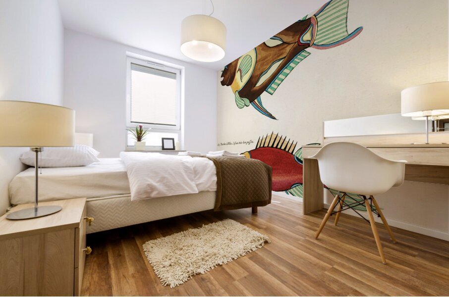 Colourful and surreal illustrations of fishes found in Moluccas Indonesia and the East Indies by Louis Renard 1678 -1746 from Histoire naturelle des plus rares curiositez de la mer des Indes 1754. Mural print