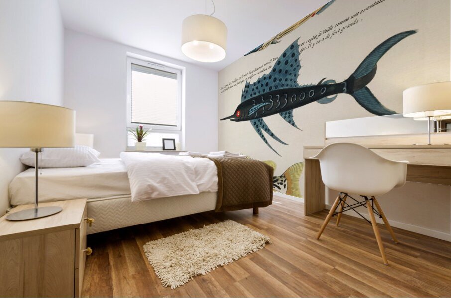 Colourful and surreal illustrations of fishes found in Moluccas Indonesia and the East Indies by Louis Renard 1678 -1746 from Histoire naturelle des plus rares curiositez de la mer des Indes 1754. Mural print