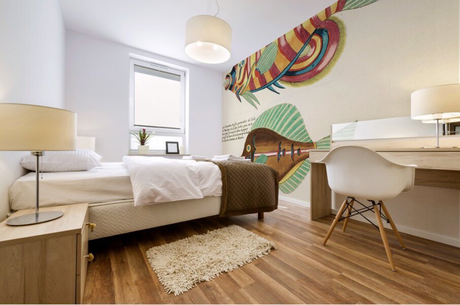 Colourful and surreal illustrations of fishes found in Moluccas Indonesia and the East Indies by Louis Renard 1678 -1746 from Histoire naturelle des plus rares curiositez de la mer des Indes 1754. Impression murale