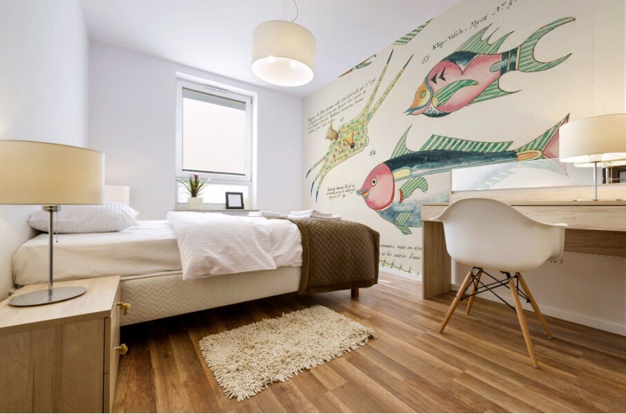 Colourful and surreal illustrations of fishes found in Moluccas Indonesia and the East Indies by Louis Renard 1678 -1746 from Histoire naturelle des plus rares curiositez de la mer des Indes 1754. Impression murale