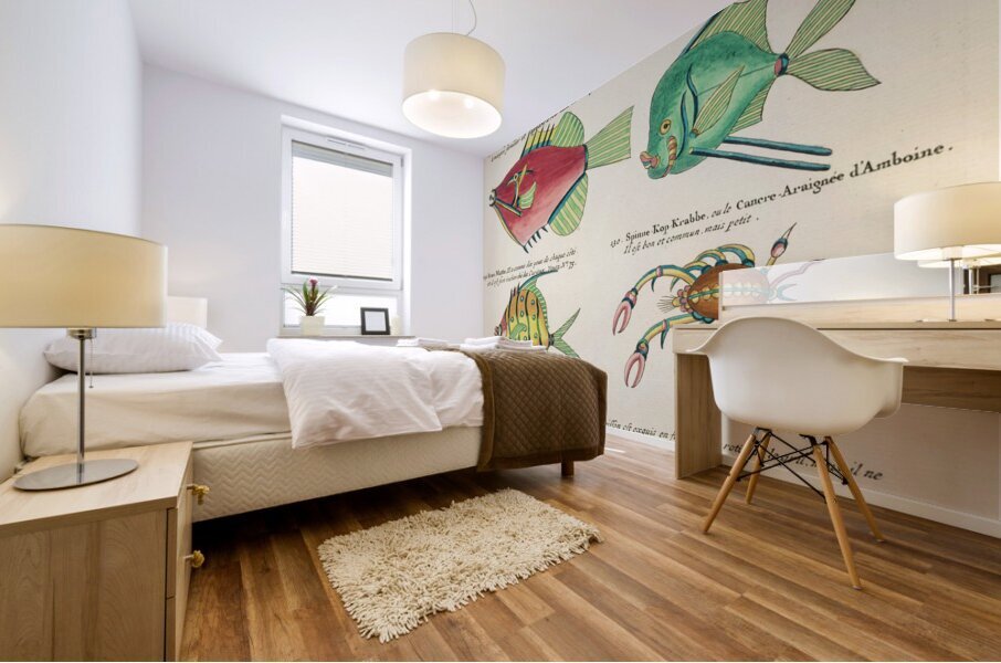 Colourful and surreal illustrations of fishes found in Moluccas Indonesia and the East Indies by Louis Renard 1678 -1746 from Histoire naturelle des plus rares curiositez de la mer des Indes 1754. Impression murale