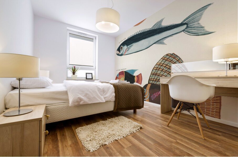 Colourful and surreal illustrations of fishes found in Moluccas Indonesia and the East Indies by Louis Renard 1678 -1746 from Histoire naturelle des plus rares curiositez de la mer des Indes 1754. Impression murale