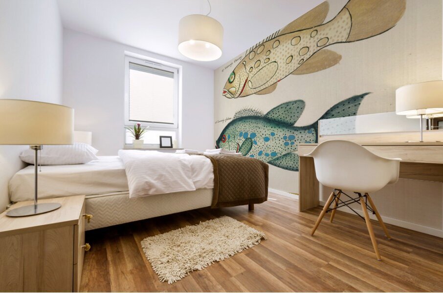 Colourful and surreal illustrations of fishes found in Moluccas Indonesia and the East Indies by Louis Renard 1678 -1746 from Histoire naturelle des plus rares curiositez de la mer des Indes 1754. Mural print