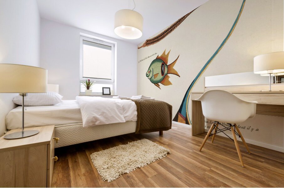 Colourful and surreal illustrations of fishes found in Moluccas Indonesia and the East Indies by Louis Renard 1678 -1746 from Histoire naturelle des plus rares curiositez de la mer des Indes 1754. Mural print