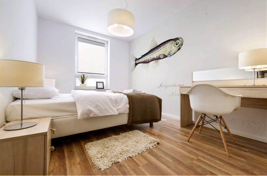 Antique fish Maurolicus muelleri South Pacific Fishes by Frank Edward Clarke 1849-1899.  Mural print