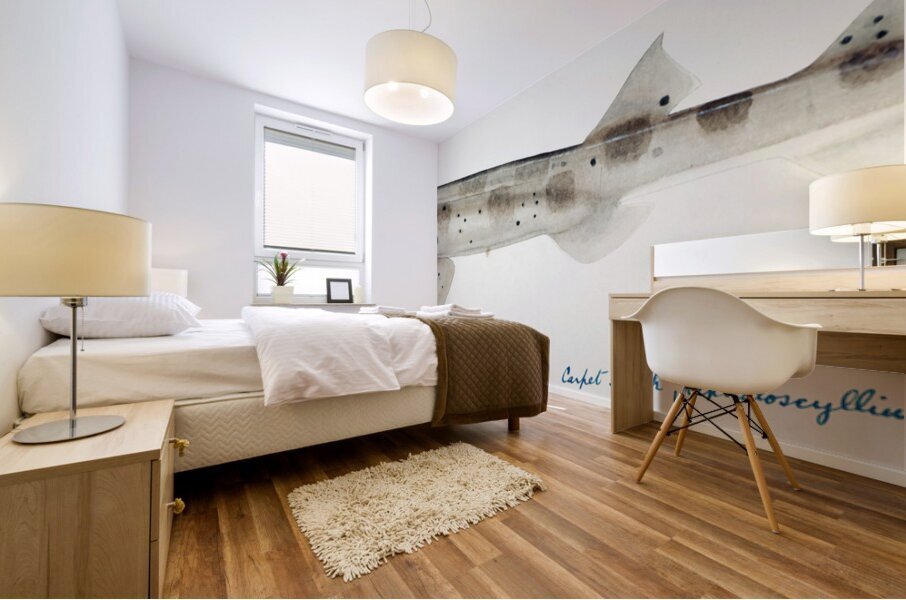 Antique fish Carpet Shark South Pacific Fishes by Frank Edward Clarke 1849-1899.  Mural print