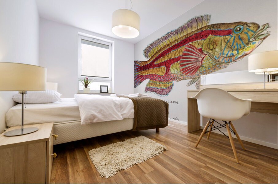 Antique Prickly anglerfish South Pacific Fishes by Frank Edward Clarke 1849-1899.  Mural print