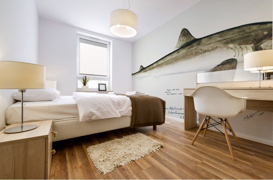 Antique fish Requiem Shark South Pacific Fishes by Frank Edward Clarke 1849-1899.  Mural print