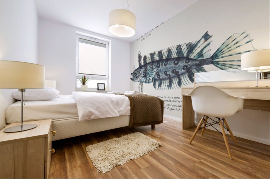 Antique fish possibly cristiceps sp weedfish South Pacific Fishes by Frank Edward Clarke 1849-1899.  Mural print