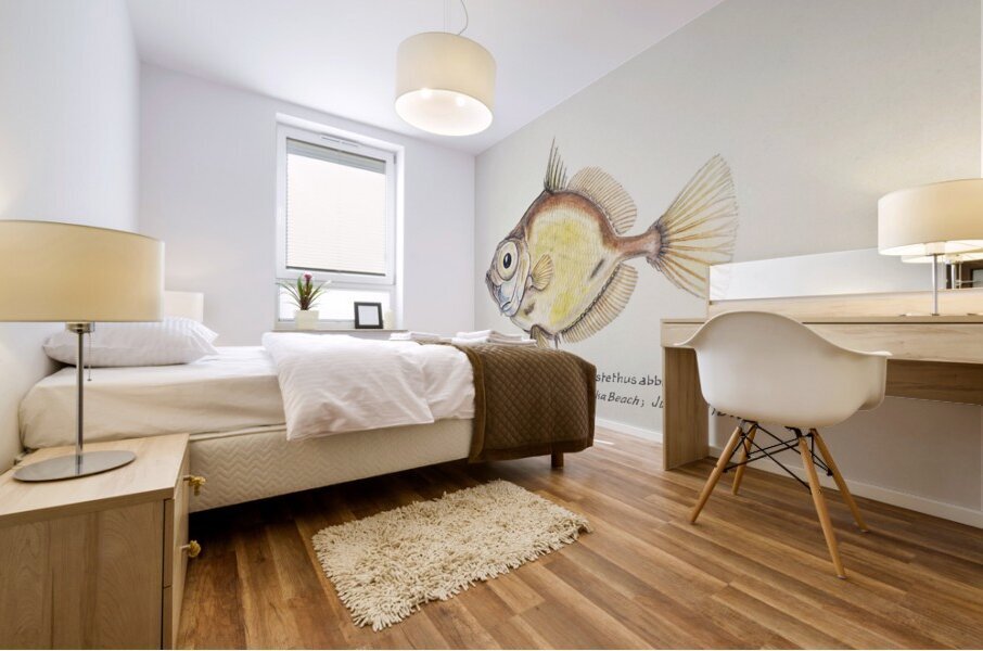 Antique fish Platystethus abbrevatus South Pacific Fishes by Frank Edward Clarke 1849-1899.  Mural print