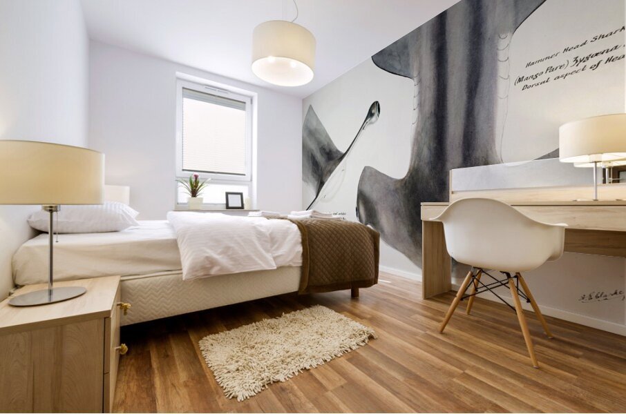 Antique fish Hammerhead Shark South Pacific Fishes by Frank Edward Clarke 1849-1899.  Mural print