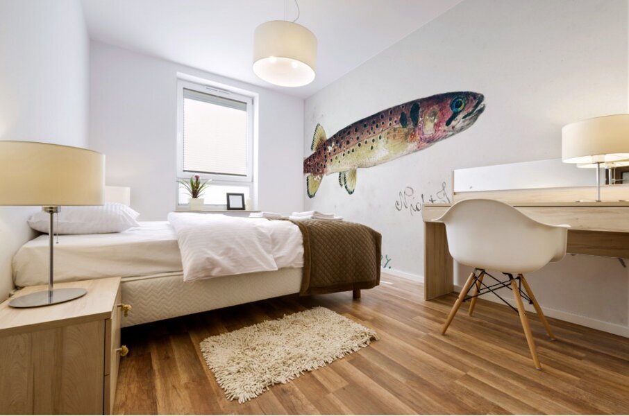 Antique fish Galaxias Maculatus South Pacific Fishes by Frank Edward Clarke 1849-1899.  Mural print