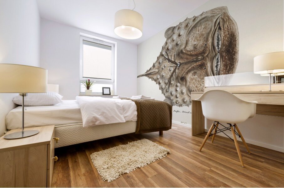 Antique Prickly anglerfish South Pacific Fishes by Frank Edward Clarke 1849-1899.  Mural print