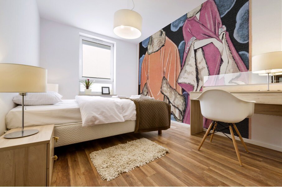 Deux heures du matin / Manteaux de Worth from Gazette du Bon Ton. Art- Modes & Frivolit&eacutes No. 2 1923 fashion illustration  by George Barbier.  Mural print