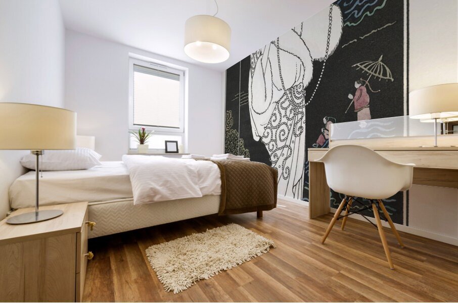 Costumes Parisiens No.112: Manteau de velours from Journal des Dames et des Modes 1913 fashion illustration  by George Barbier.  Mural print