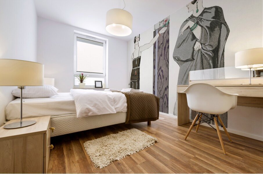 Eros / Robe et manteau pour le soir de Worth from Gazette du Bon Ton No. 9 1924 fashion illustration  by George Barbier.  Mural print