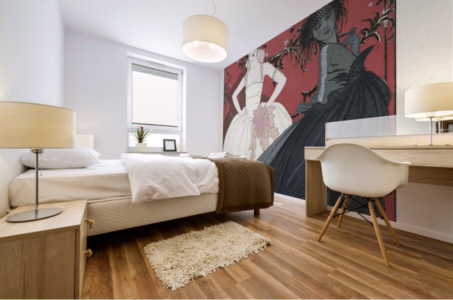 Le Jour et la Nuit 1922 fashion illustration  by George Barbier.  Mural print