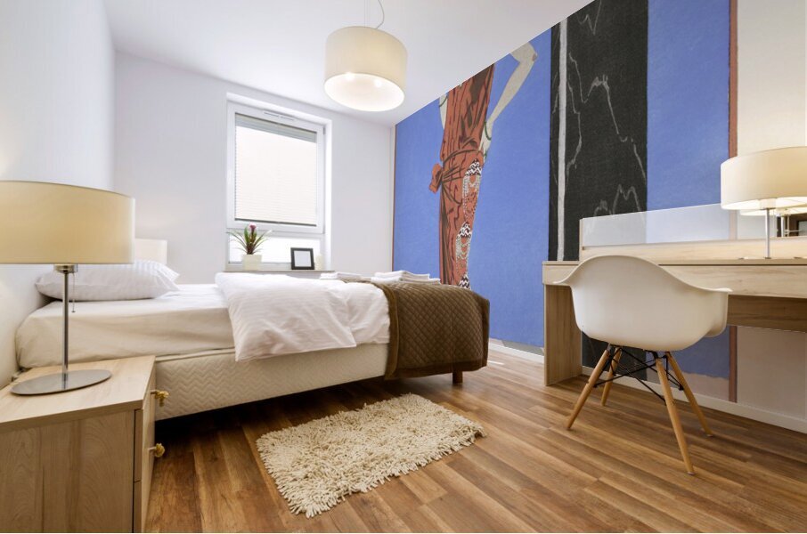 La chambre bleue darth&eacutenice / Robe du soir de Beer from Gazette du Bon Ton. Art &ndash Modes & Frivolit&eacutes: Evening Attire No. 1 1923 fashion illustration  by George Barbier.  Mural print