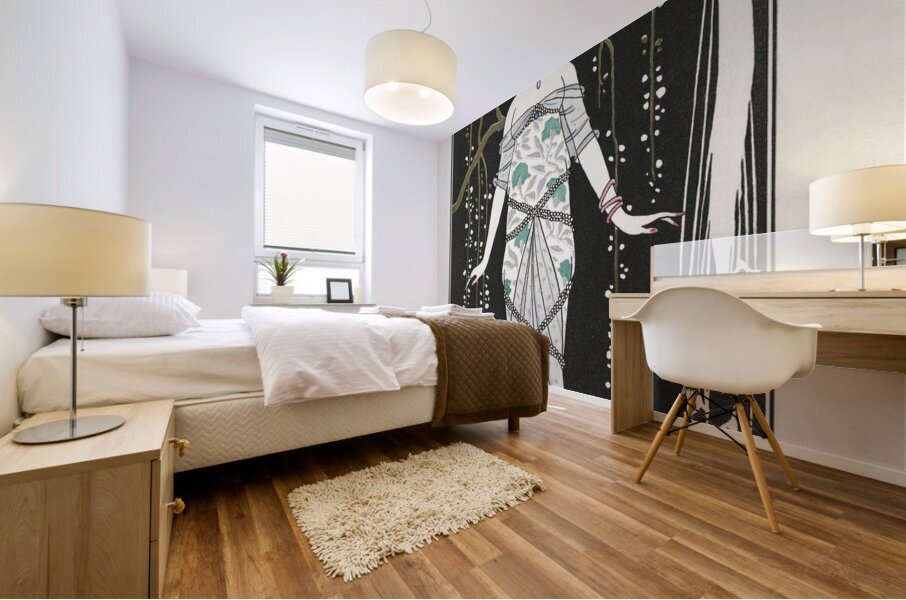 Costumes Parisiens: Grande robe du soir from Journal des Dames et des Modes 1914 fashion illustration  by George Barbier.  Mural print