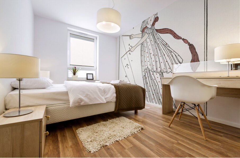 Costumes Parisiens: Robe de linon imprim&eacute from Journal des Dames et des Modes 1913 fashion illustration  by George Barbier.  Mural print