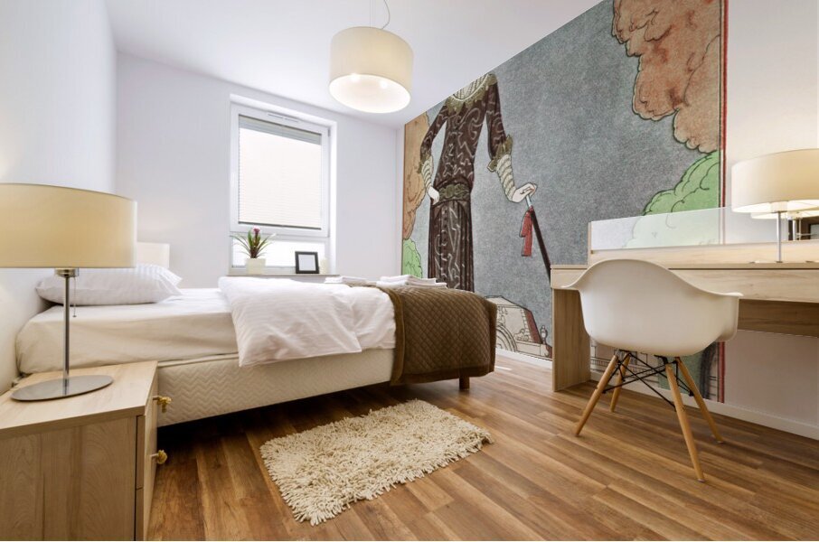 La promeneuse m&eacutelancolique Robe dapr&egraves-midi de Beer 1922 fashion illustration  by George Barbier.  Mural print