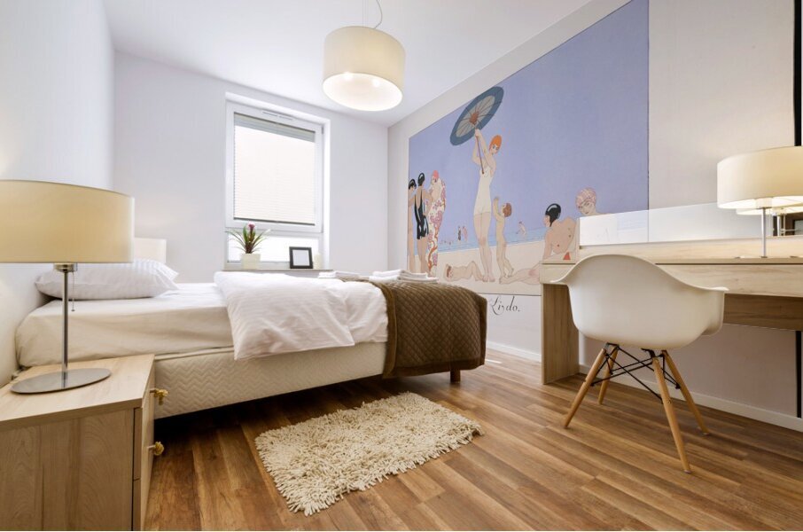 Au Lido Plate no. 14 1920 fashion illustration  by George Barbier. Mural print