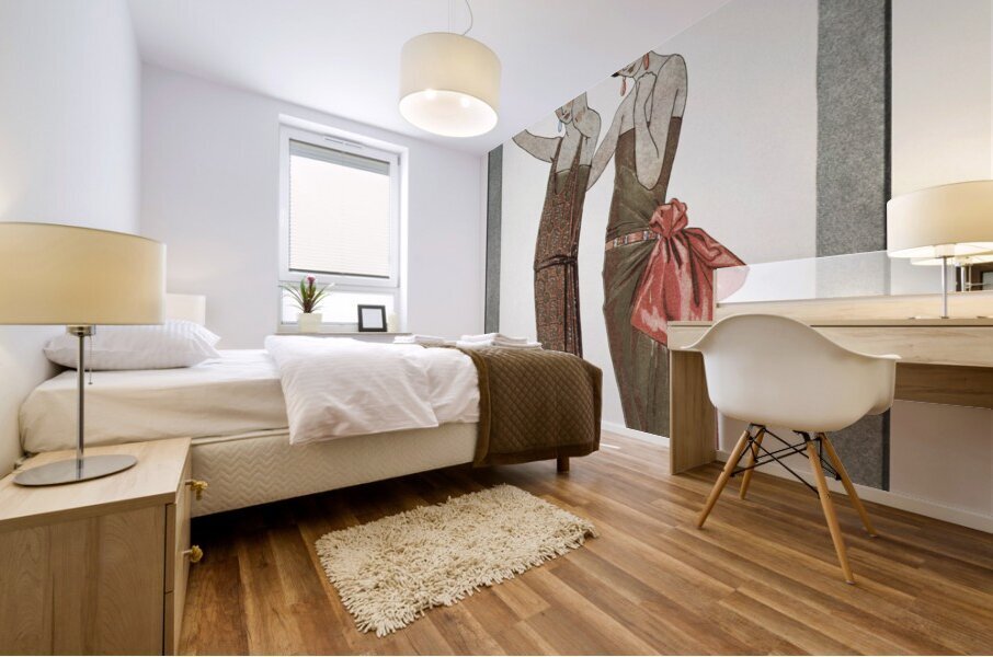 Vesper / Robes du soir de Worth from Gazette du Bon Ton No. 8 1922 fashion illustration  by George Barbier.  Mural print