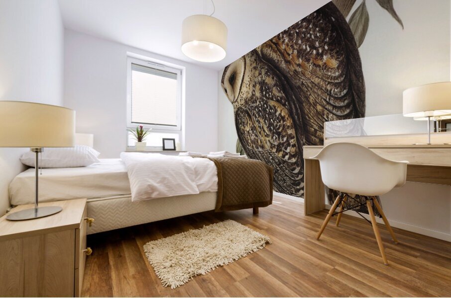 Masked Barn Owl Strix Personata Vig illustrated by Elizabeth Gould 1804–1841 for John Gould’s 1804-1881 Birds of Australia  Mural print