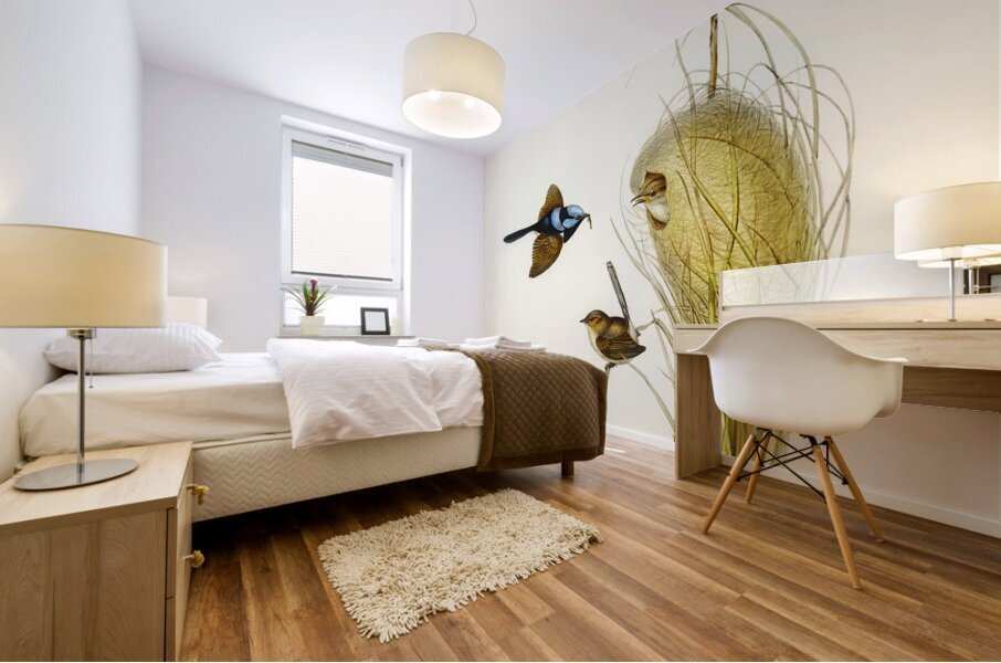 Blue Wren Malurus cyaneus illustrated by Elizabeth Gould 1804–1841 for John Gould’s 1804-1881 Birds of Australia  Mural print