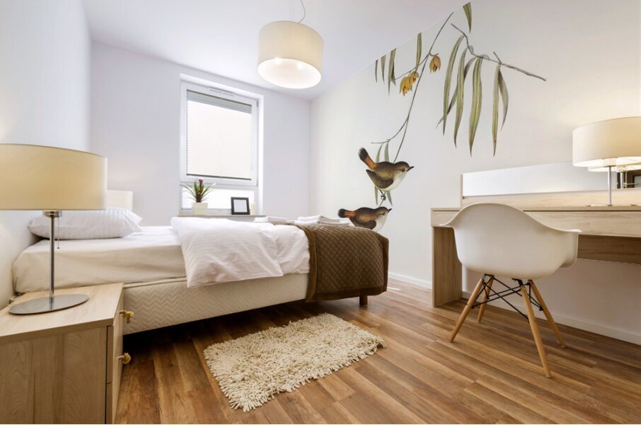 Chestnut-rumped Acanthiza Acanthiza uropygialis illustrated by Elizabeth Gould 1804–1841 for John Gould’s 1804-1881 Birds of Australia  Mural print