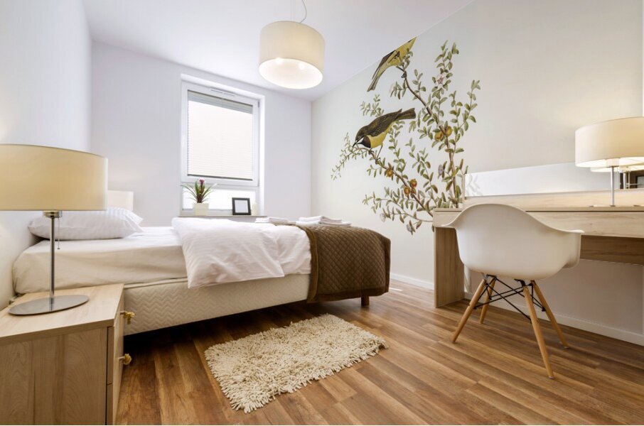 Masked Gerygone Gerygone personata illustrated by Elizabeth Gould 1804–1841 for John Gould’s 1804-1881 Birds of Australia  Mural print